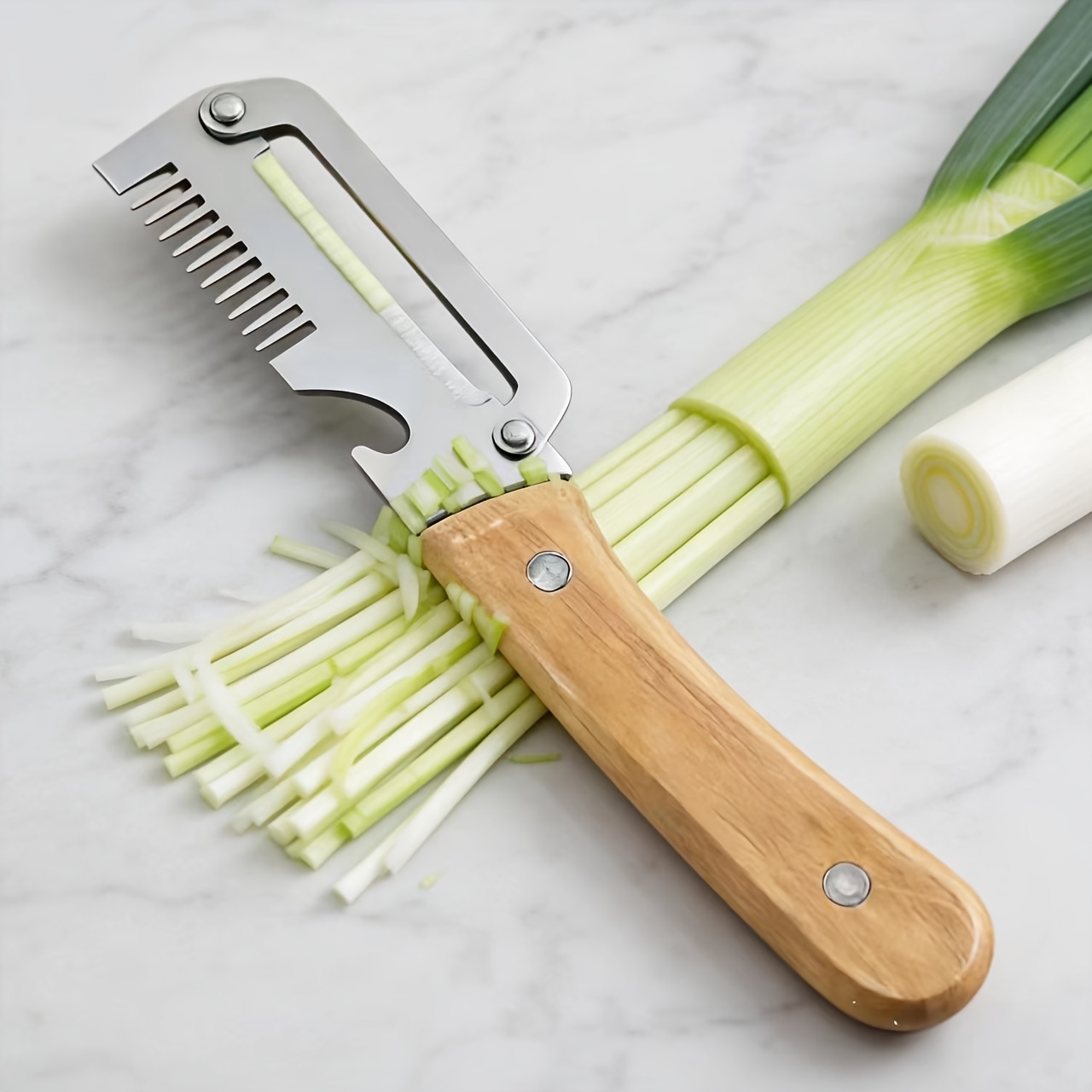 Kitchen Gadgets Green - 2-częściowy zestaw 3-w-1: wielofunkcyjny nóż do